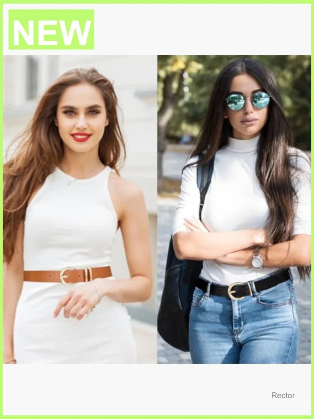 3 Pack Leather Belts for Women with Gold Buckle Casual Waist Belt Set